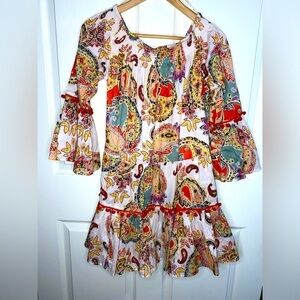 Bohemian Paisley Print Off the Shoulder Swim Coverup, BOHO 70s Beach NWOT